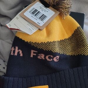 The North Face Unisex Yellow and Blue Striped Beanie
